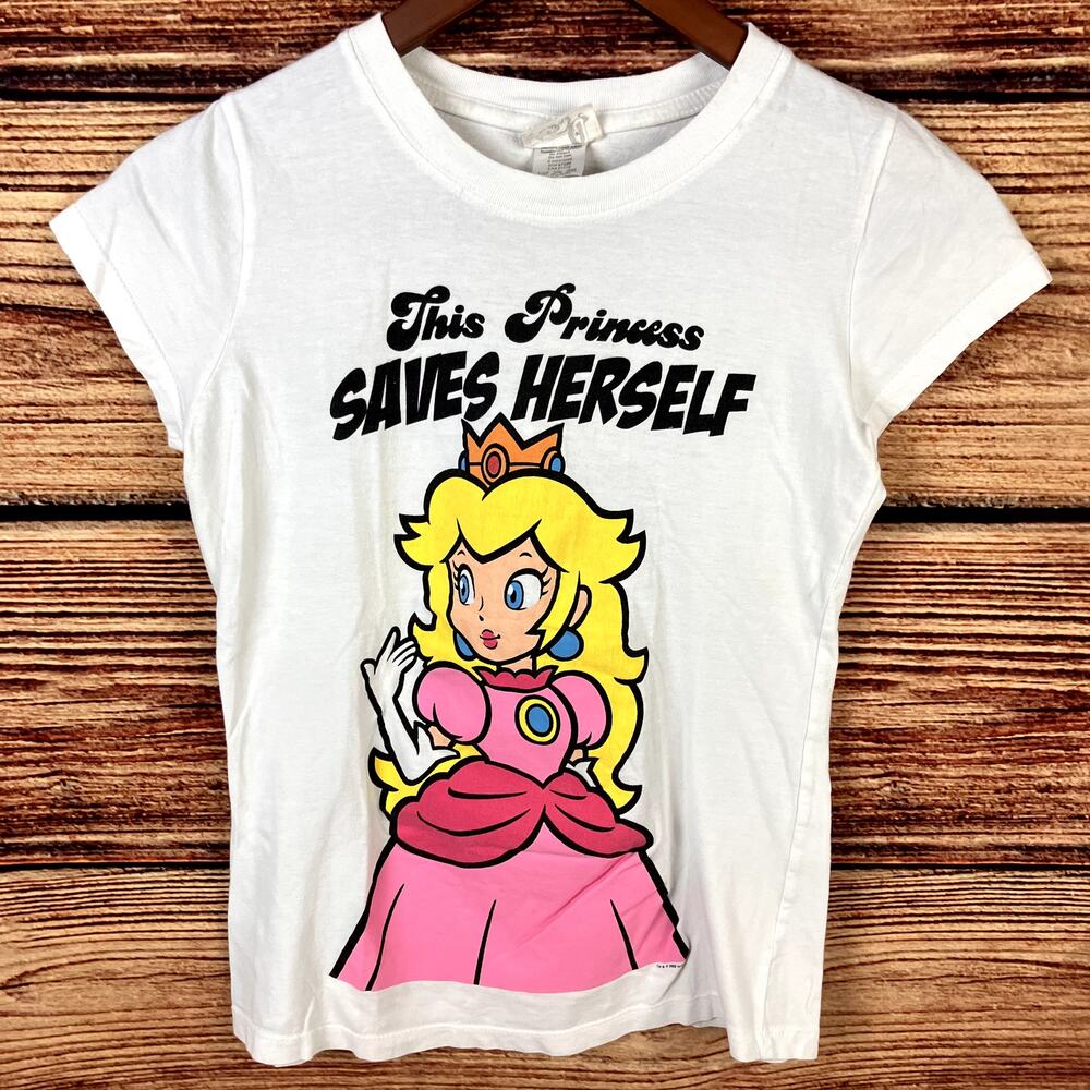 Y2k 2009 Princess Peach This Princess Saves Herself Mario T-shirt